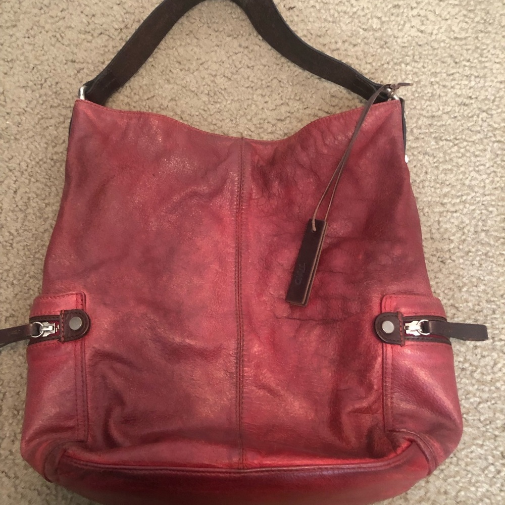 Tano Red Leather Shoulder Bag